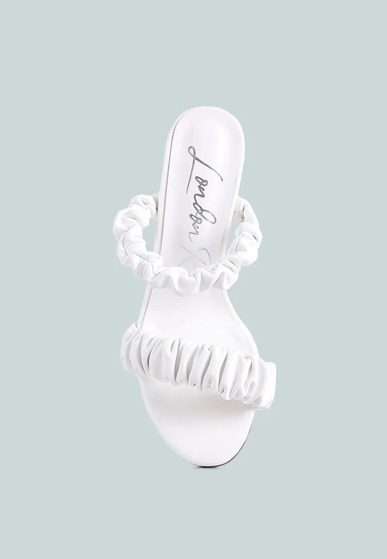 qualie gathered around slip-on heeled sandals