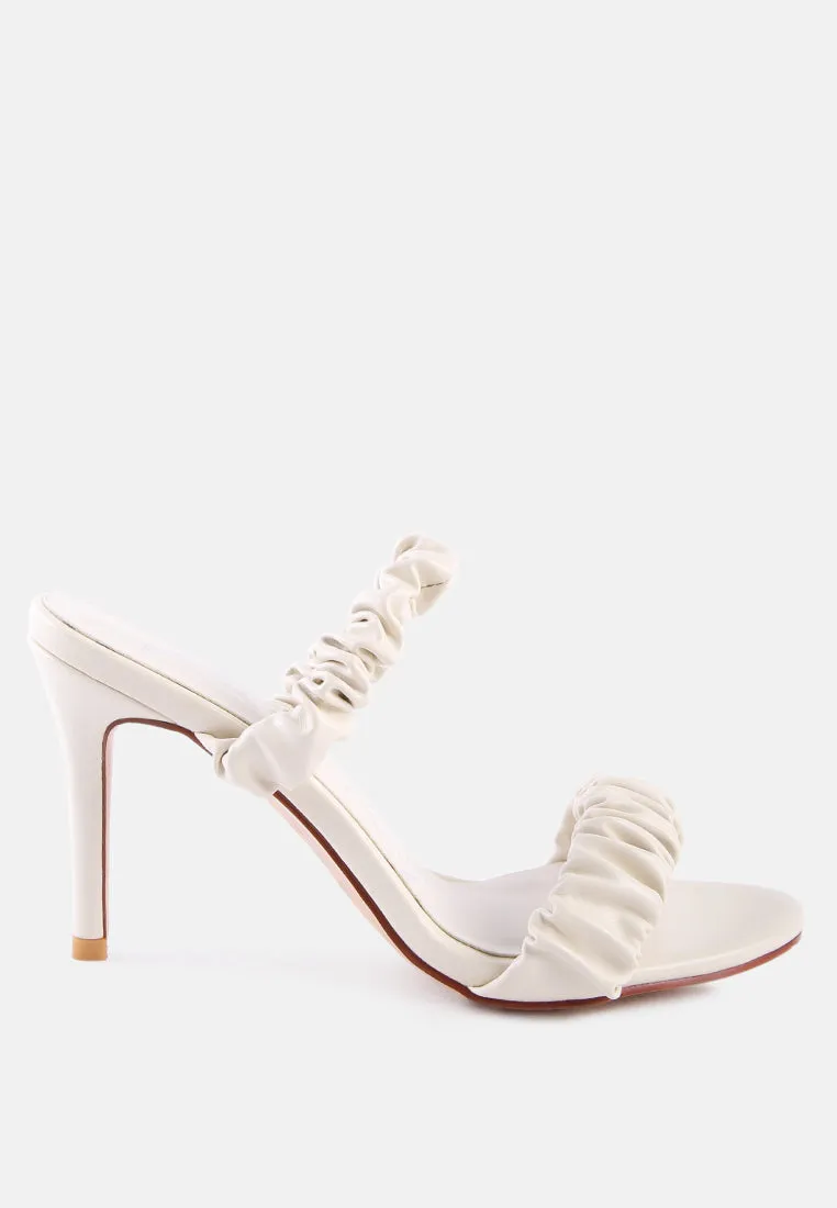 qualie gathered around slip-on heeled sandals