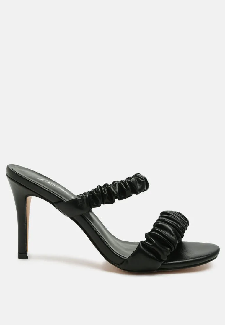 qualie gathered around slip-on heeled sandals