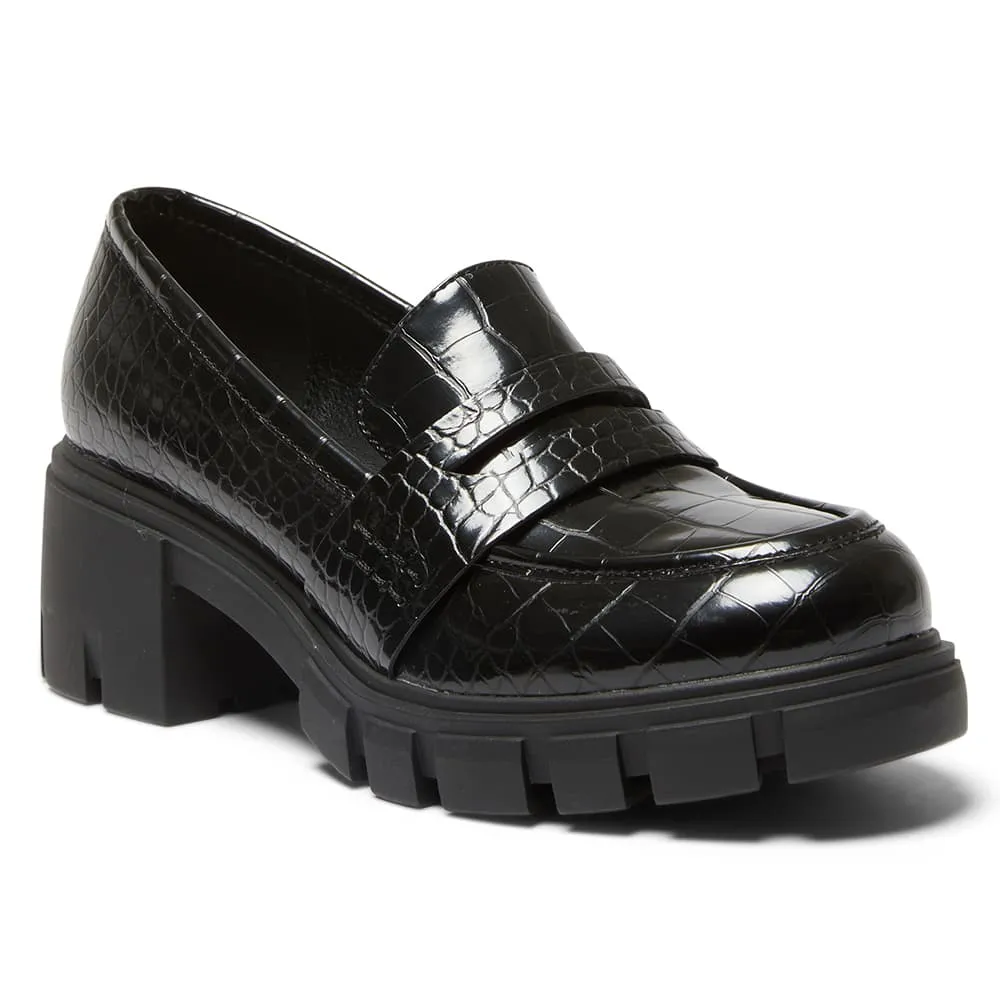 Quincy Loafer in Black Croc