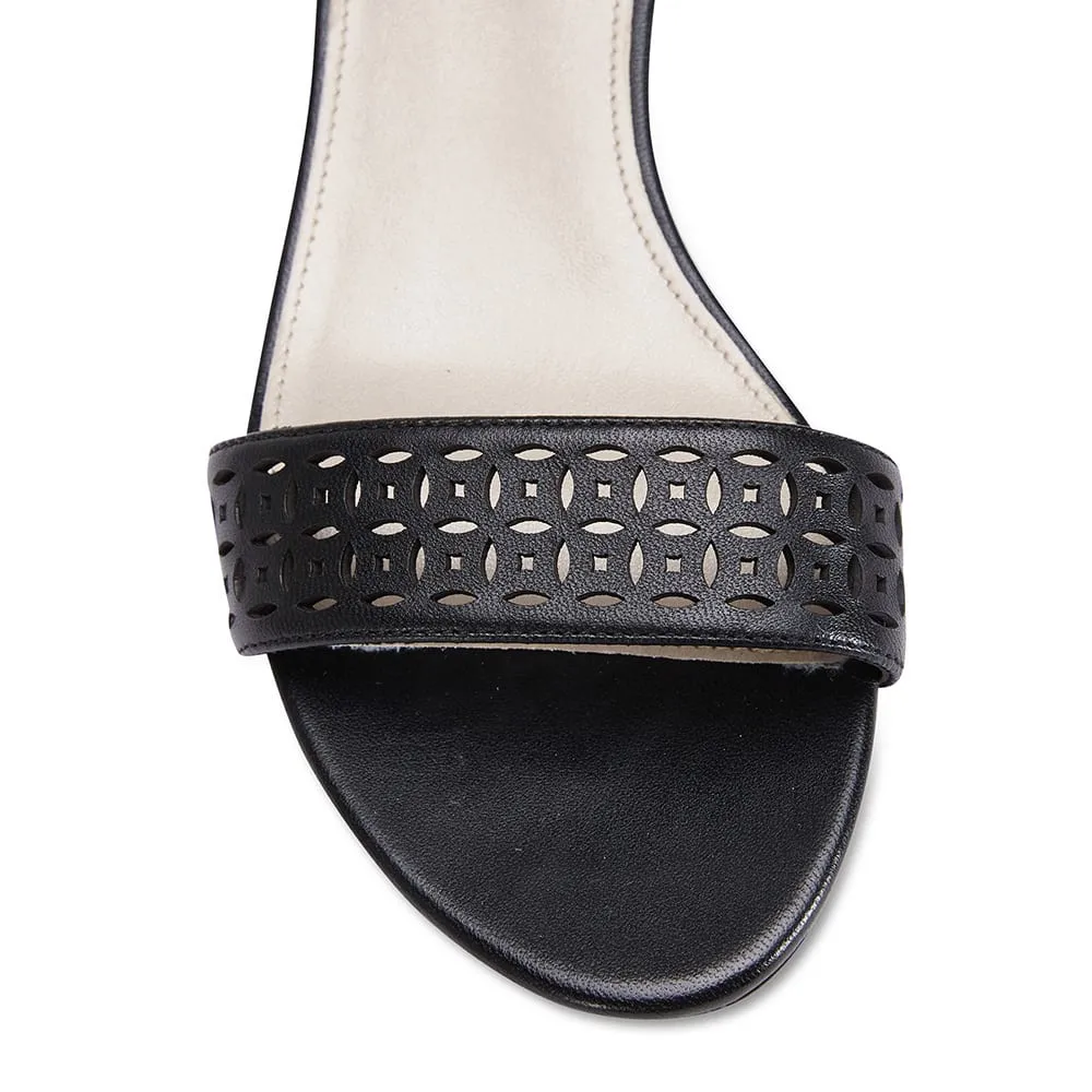 Quiz Heel in Black Leather