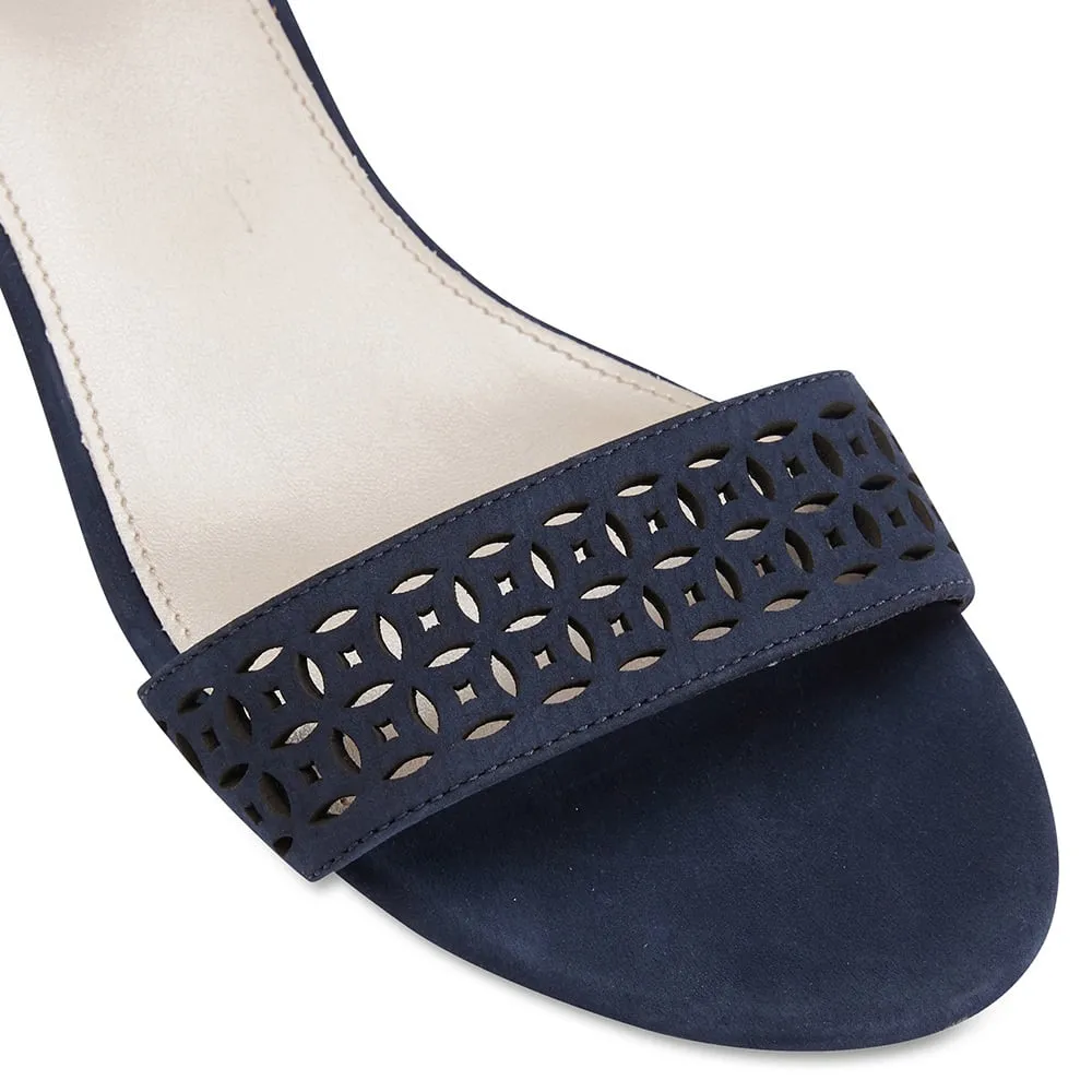 Quiz Heel in Navy Nubuck