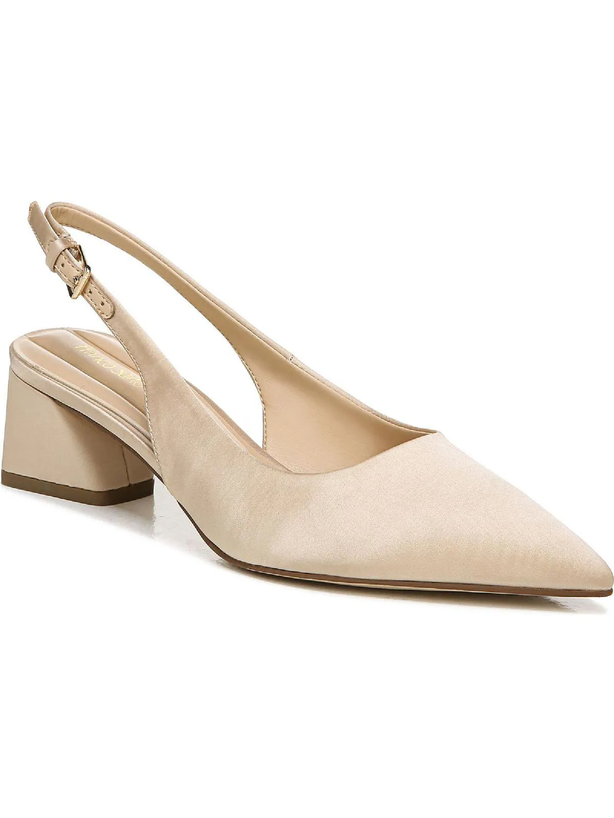 Racer Womens Buckle Pointed Toe Slingback Heels