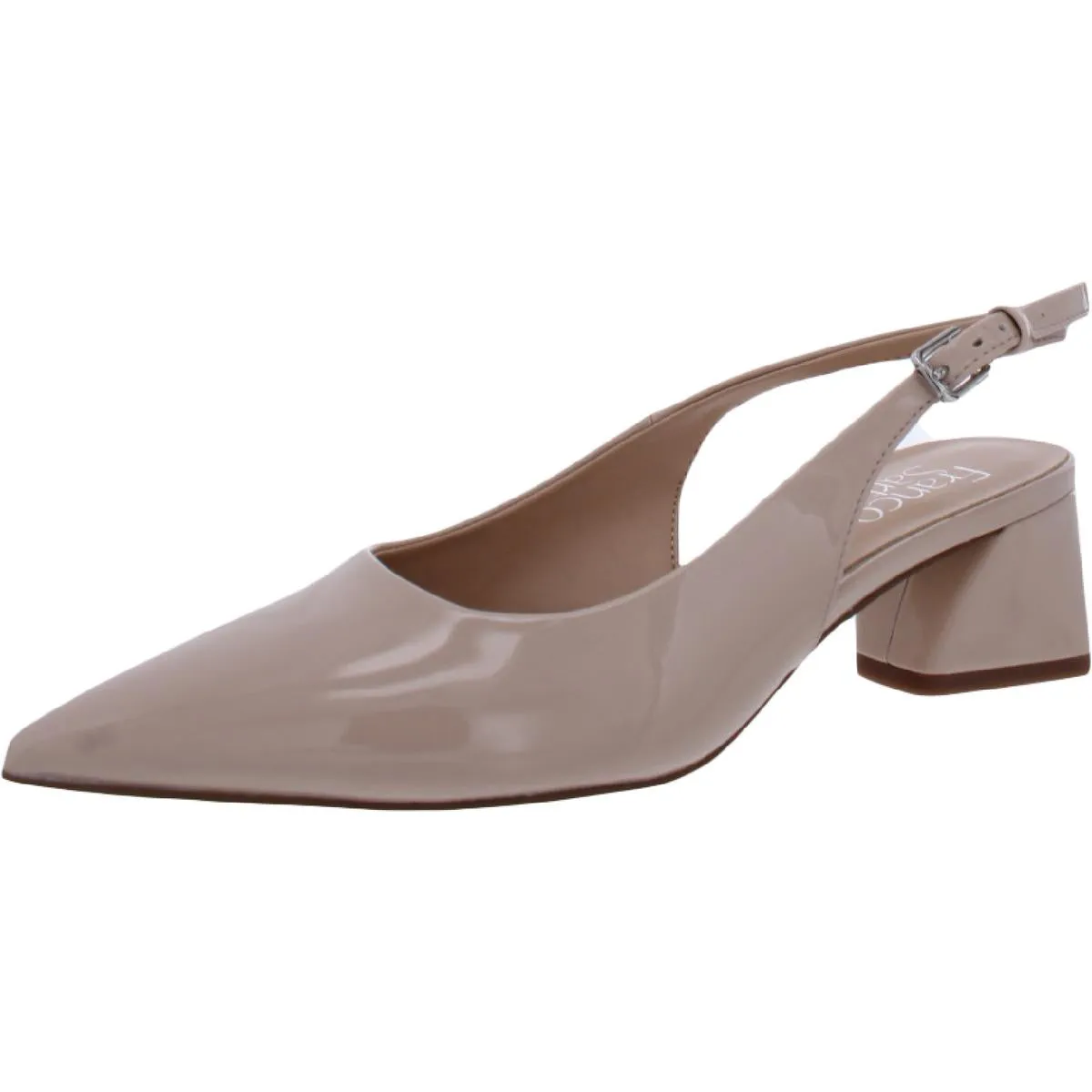 Racer Womens Buckle Pointed Toe Slingback Heels