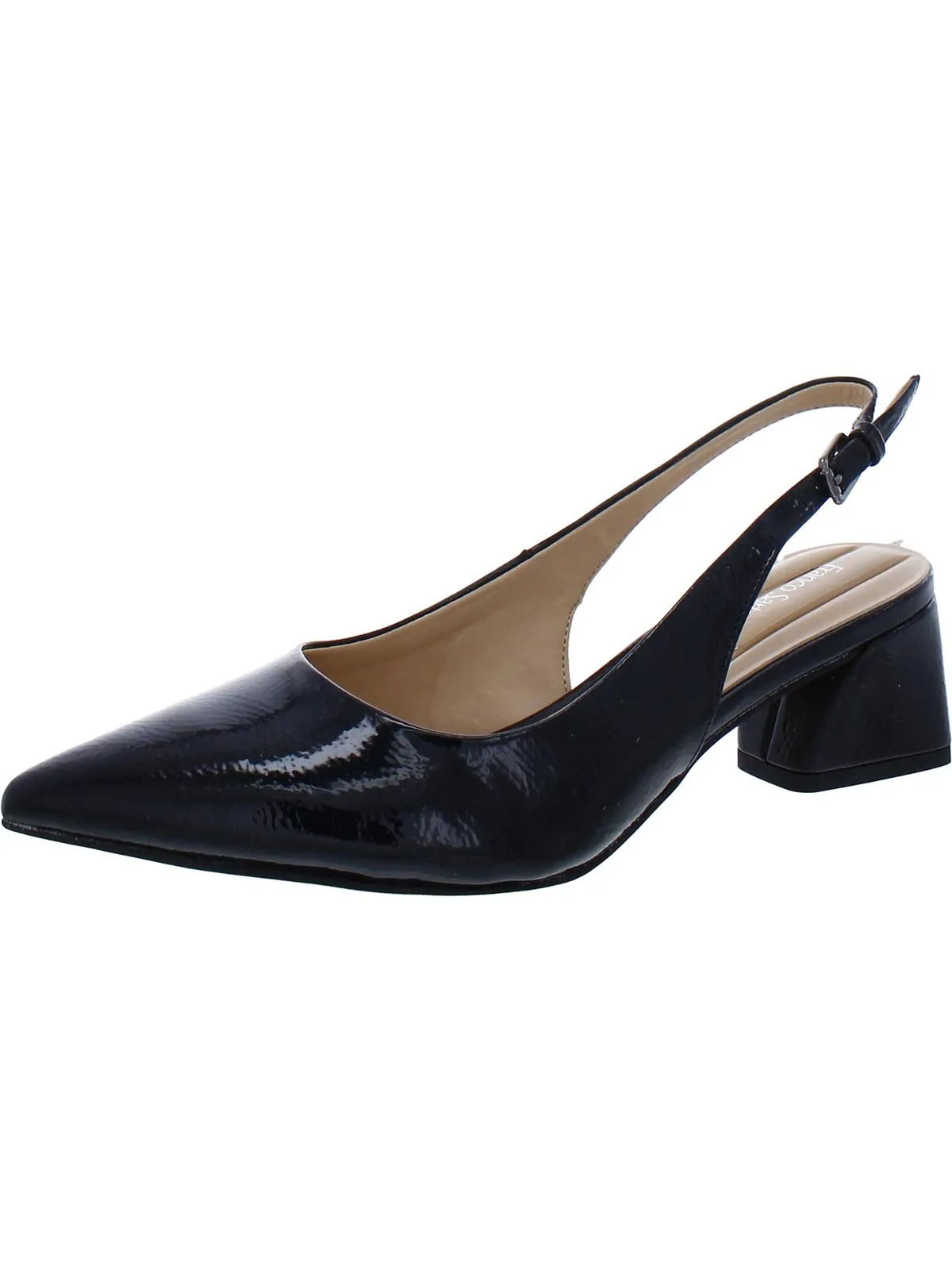 Racer Womens Buckle Pointed Toe Slingback Heels