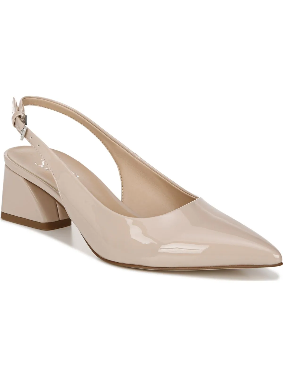 Racer Womens Buckle Pointed Toe Slingback Heels