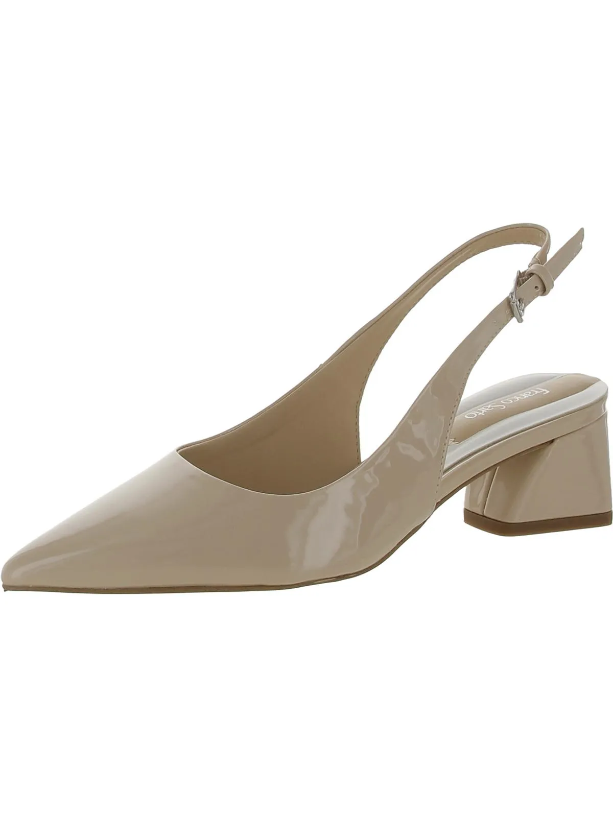 Racer Womens Buckle Pointed Toe Slingback Heels
