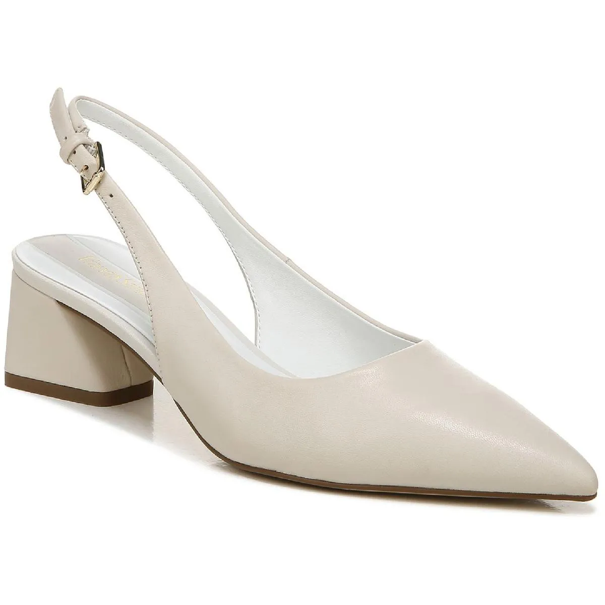 Racer Womens Buckle Pointed Toe Slingback Heels