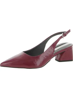 Racer Womens Buckle Pointed Toe Slingback Heels
