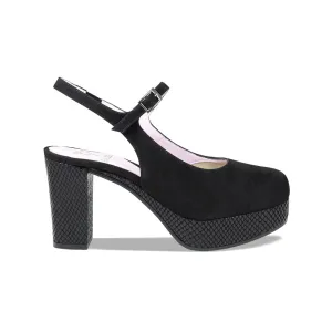 Randi: Black Suede & Snake Print Leather