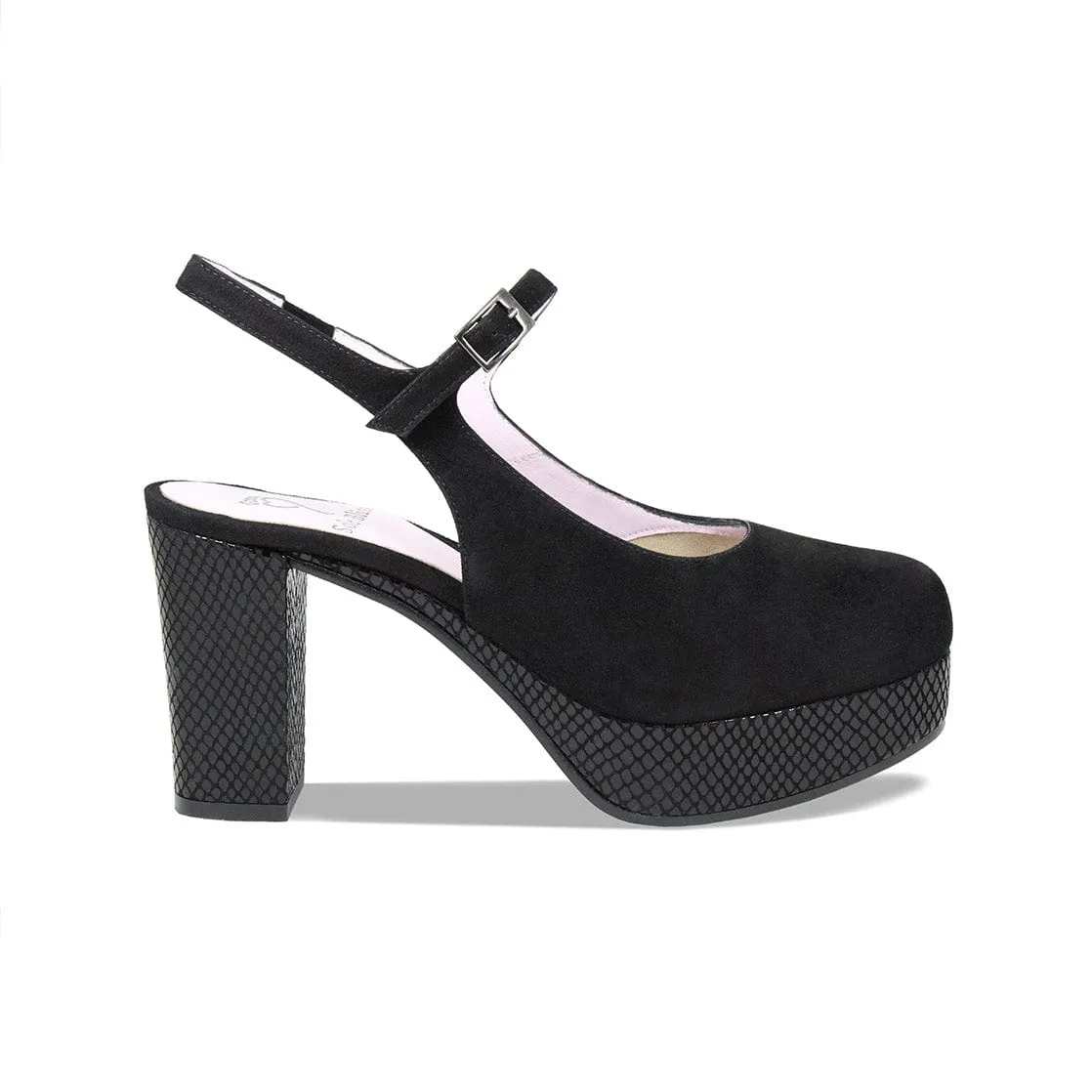 Randi: Black Suede & Snake Print Leather
