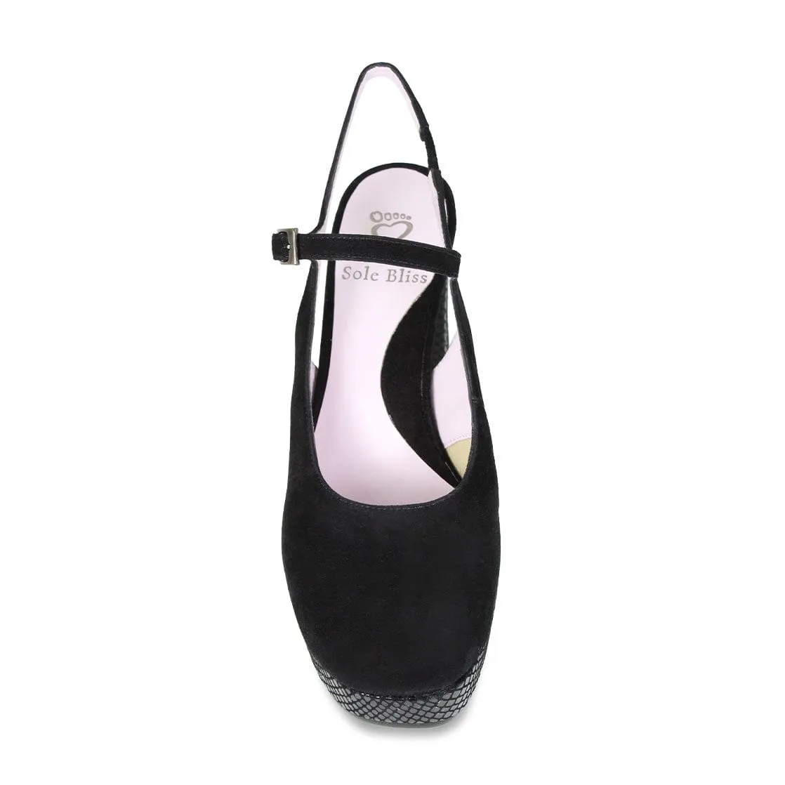 Randi: Black Suede & Snake Print Leather