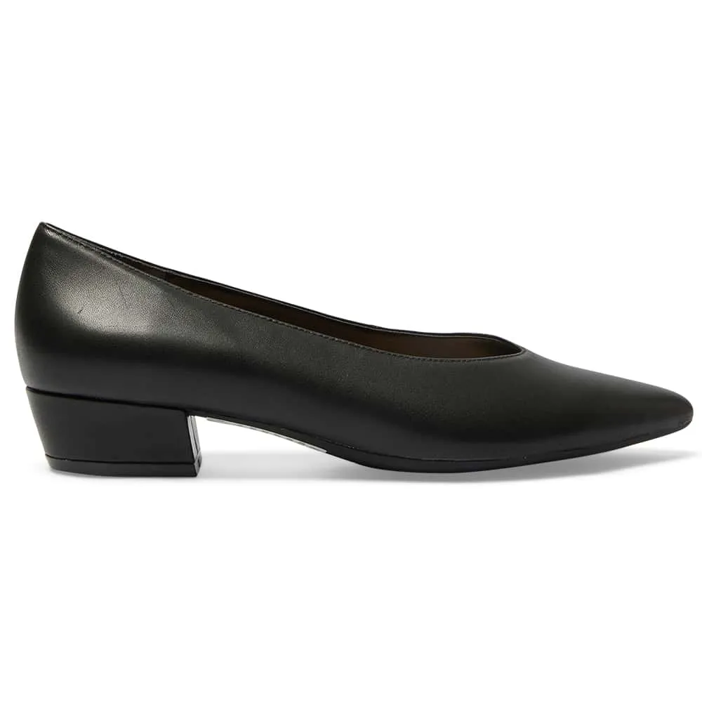 Reagan Heel in Black Leather