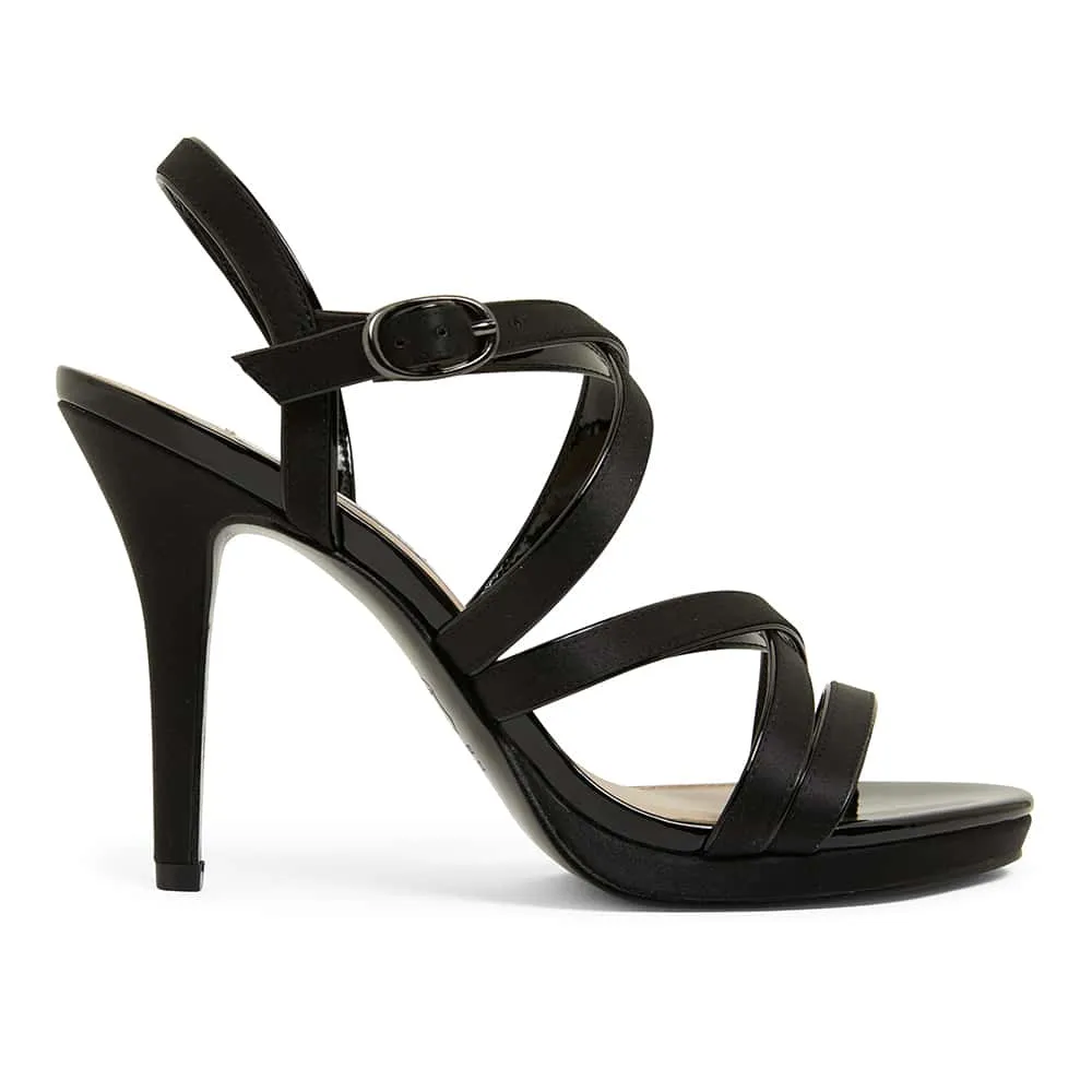 Reatha Heel in Noir Satin