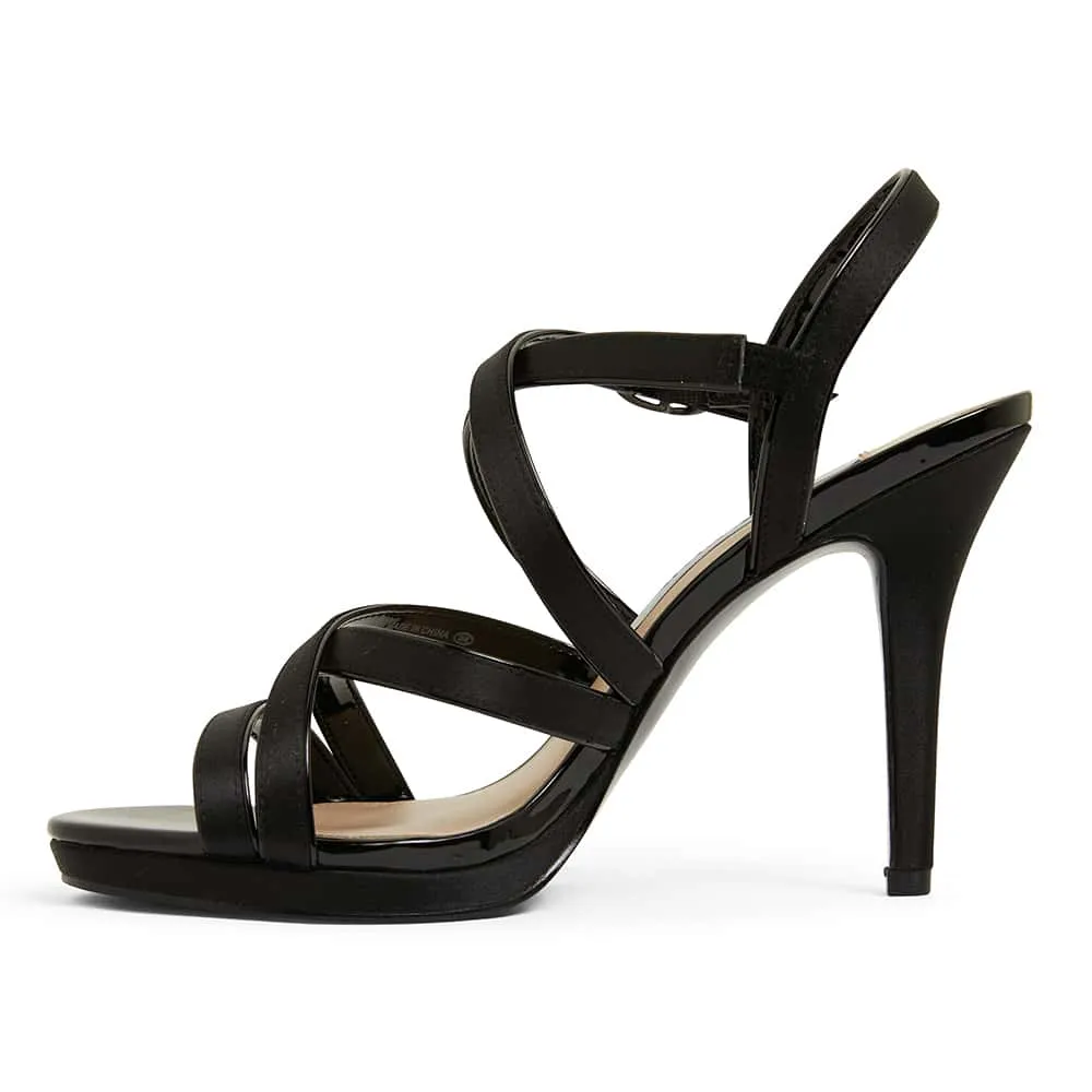 Reatha Heel in Noir Satin