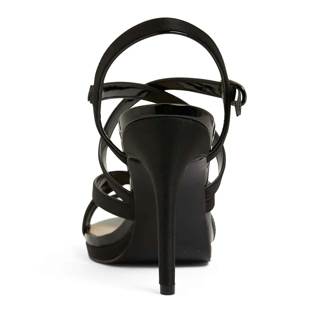 Reatha Heel in Noir Satin