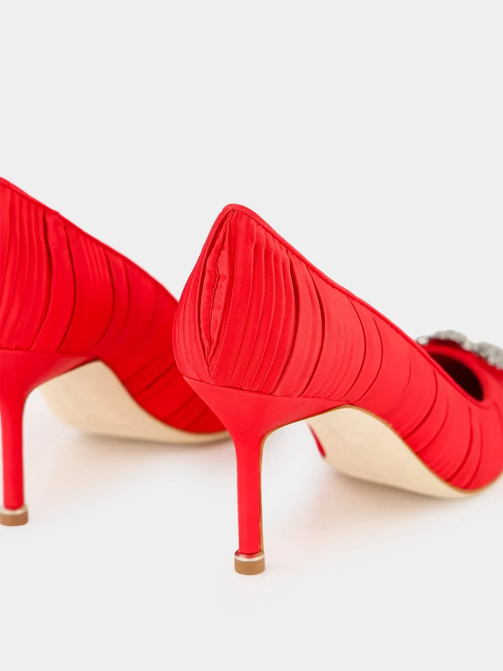 Red Satin Hangisi Pumps