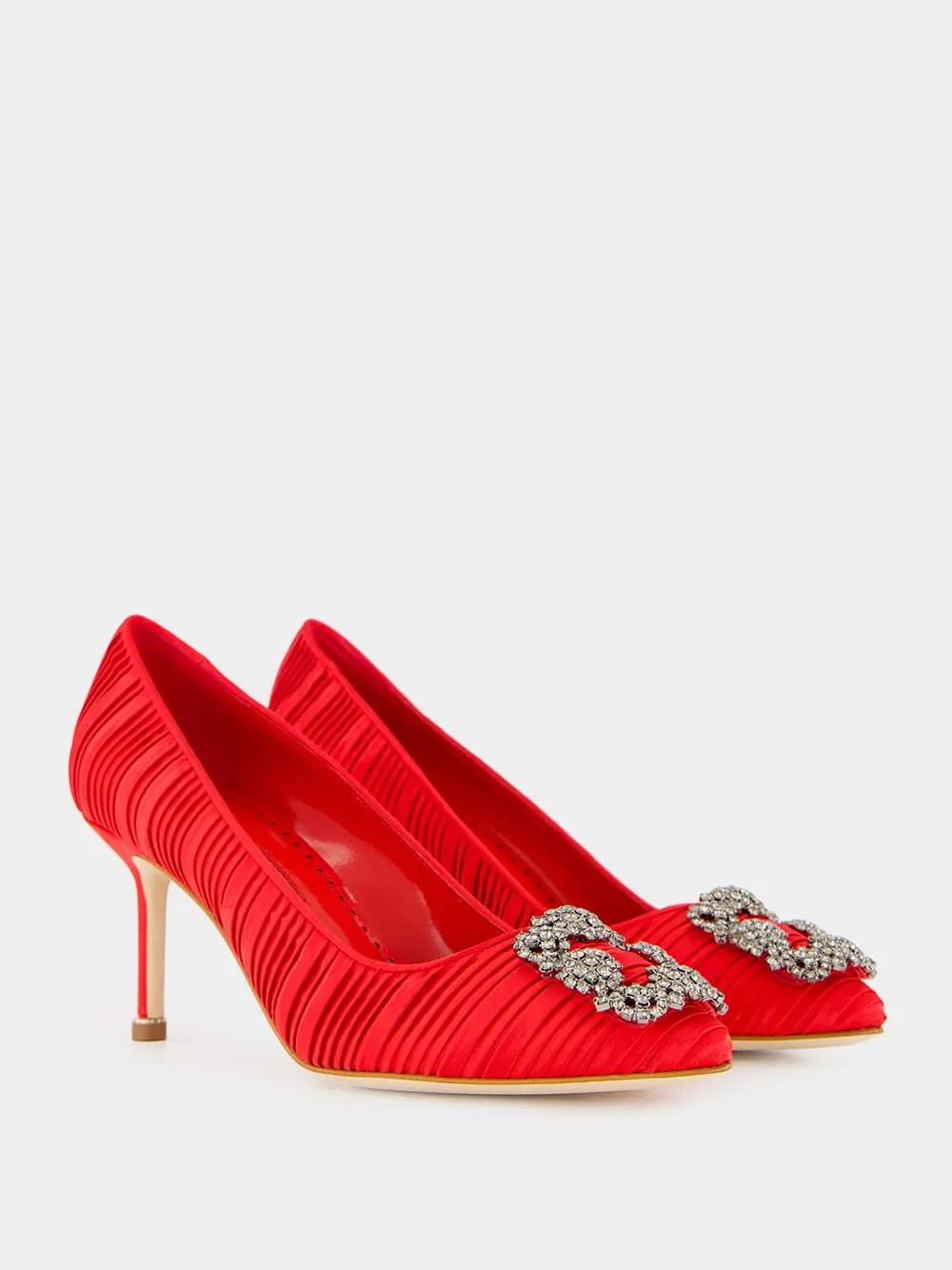 Red Satin Hangisi Pumps