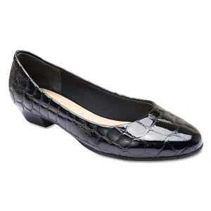 Regal Heel in Black Croc Leather