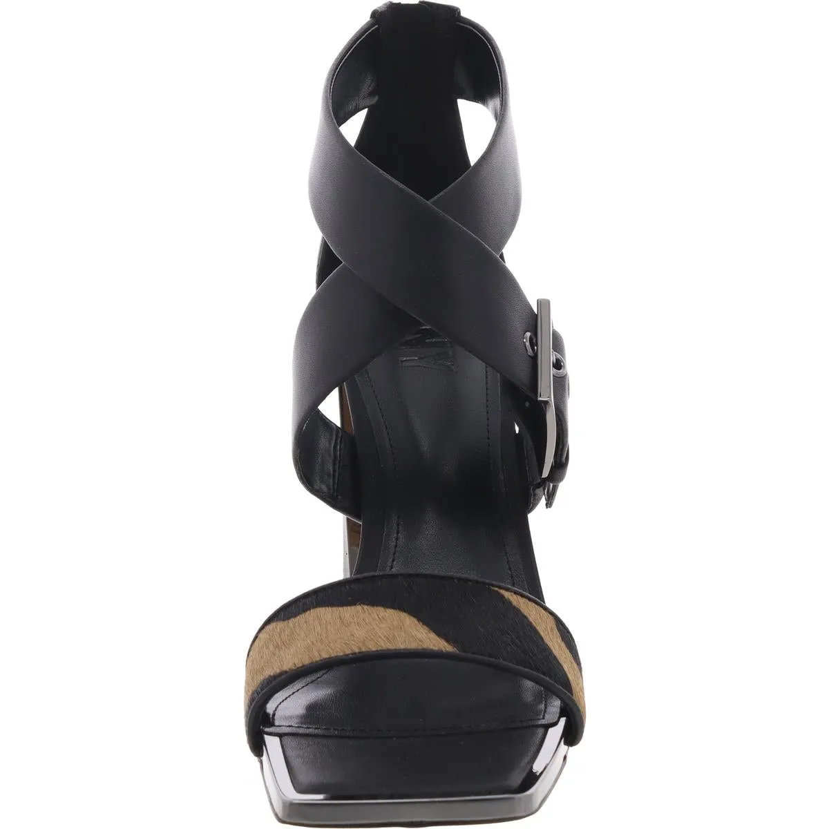 Revelyn Womens Buckle Leather Block Heels