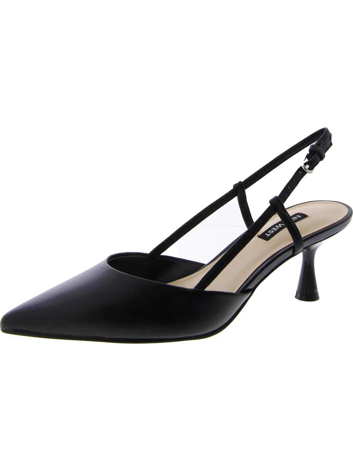 Rhonda Womens Leather Pointed Toe Kitten Heels