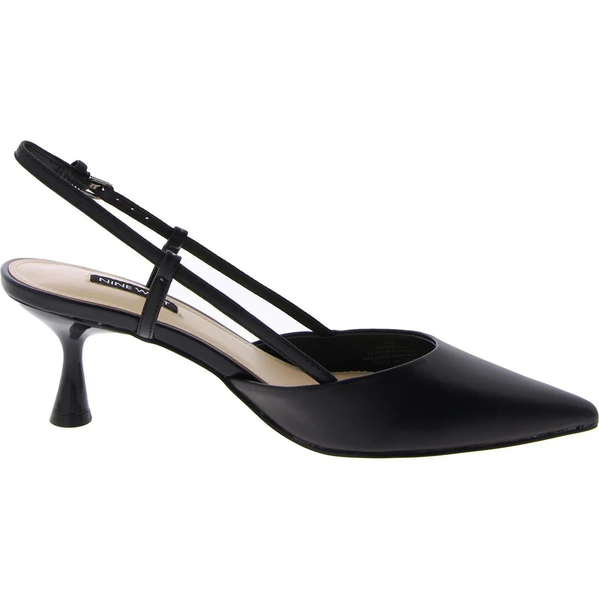 Rhonda Womens Leather Pointed Toe Kitten Heels