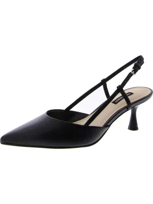 Rhonda Womens Leather Pointed Toe Kitten Heels