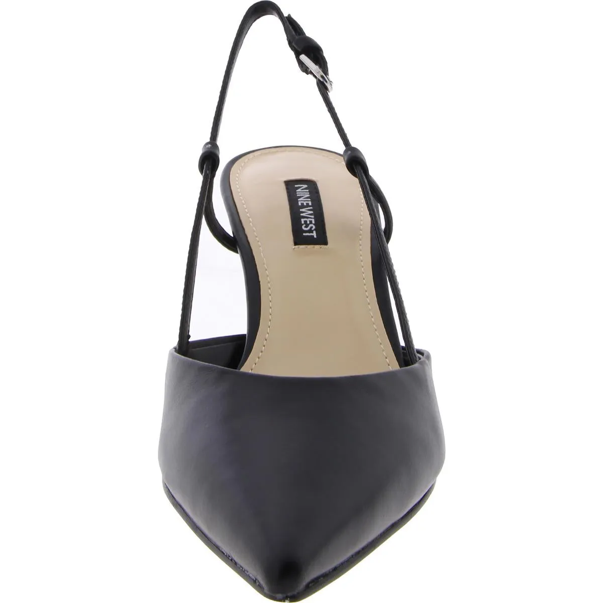 Rhonda Womens Leather Pointed Toe Kitten Heels