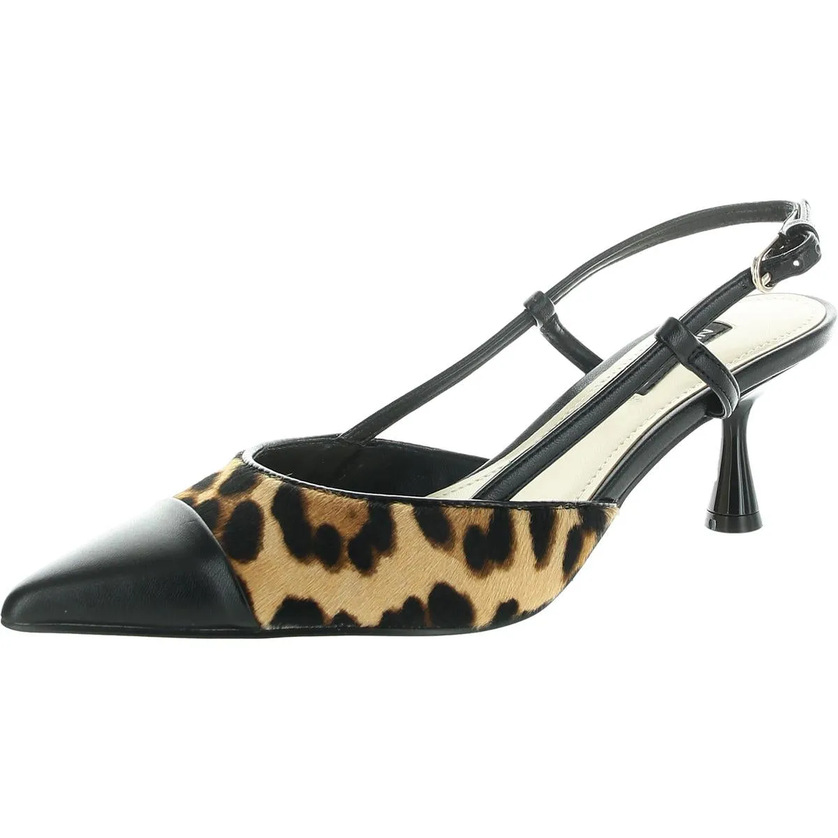 Rizzy Womens Animal Print Leather Slingback Heels