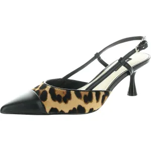 Rizzy Womens Animal Print Leather Slingback Heels