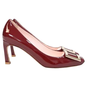 Roger Vivier Trompette Square-Toe Pumps Burgundy Patent Leather