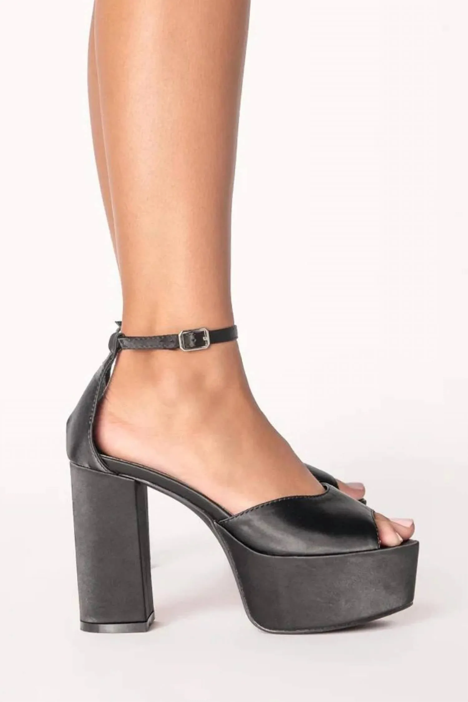 Romara Platform Heels In Black Satin