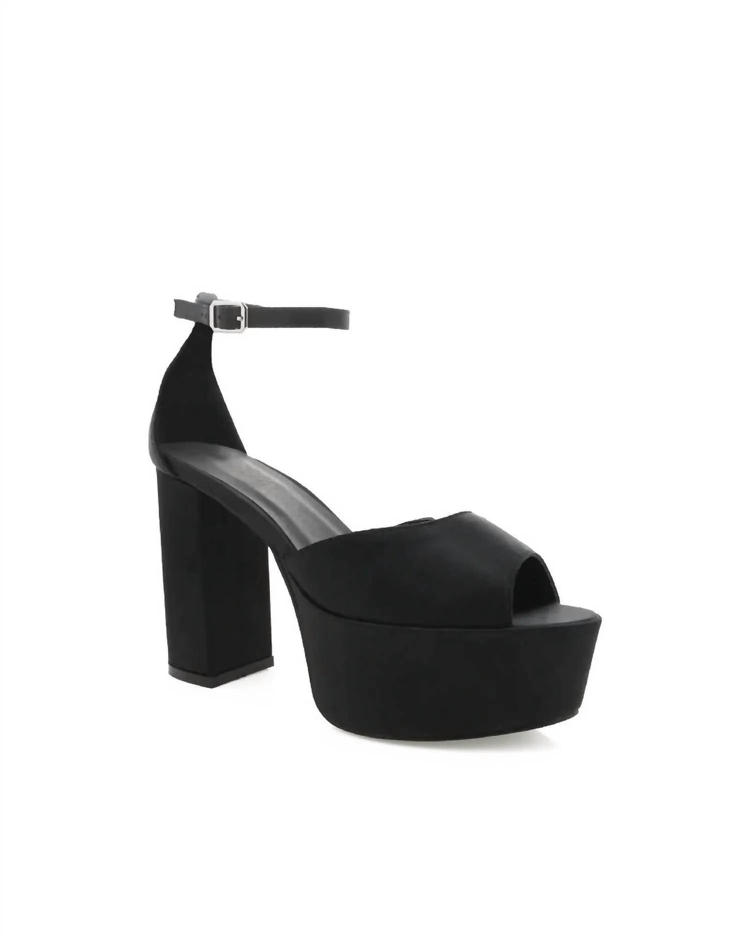 Romara Platform Heels In Black Satin