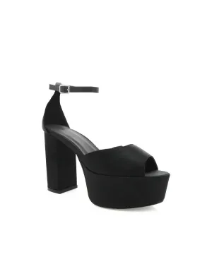 Romara Platform Heels In Black Satin