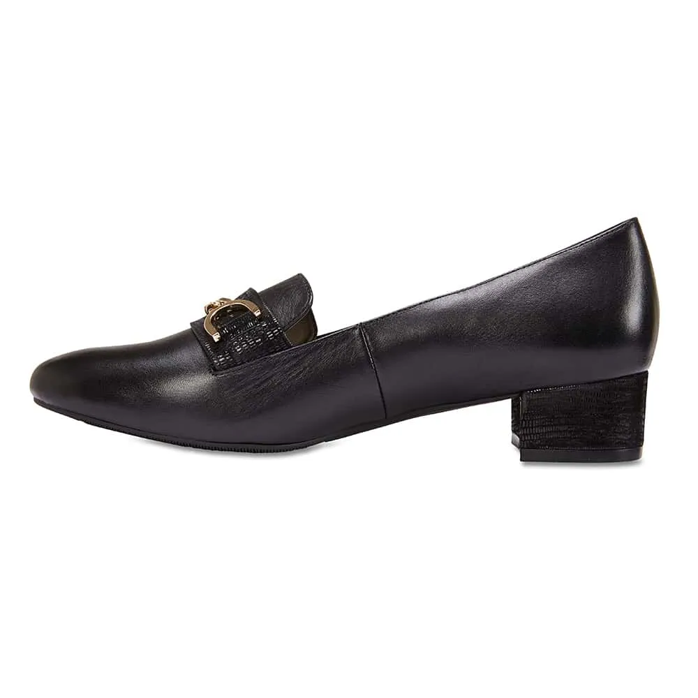 Rosa Heel in Black Leather