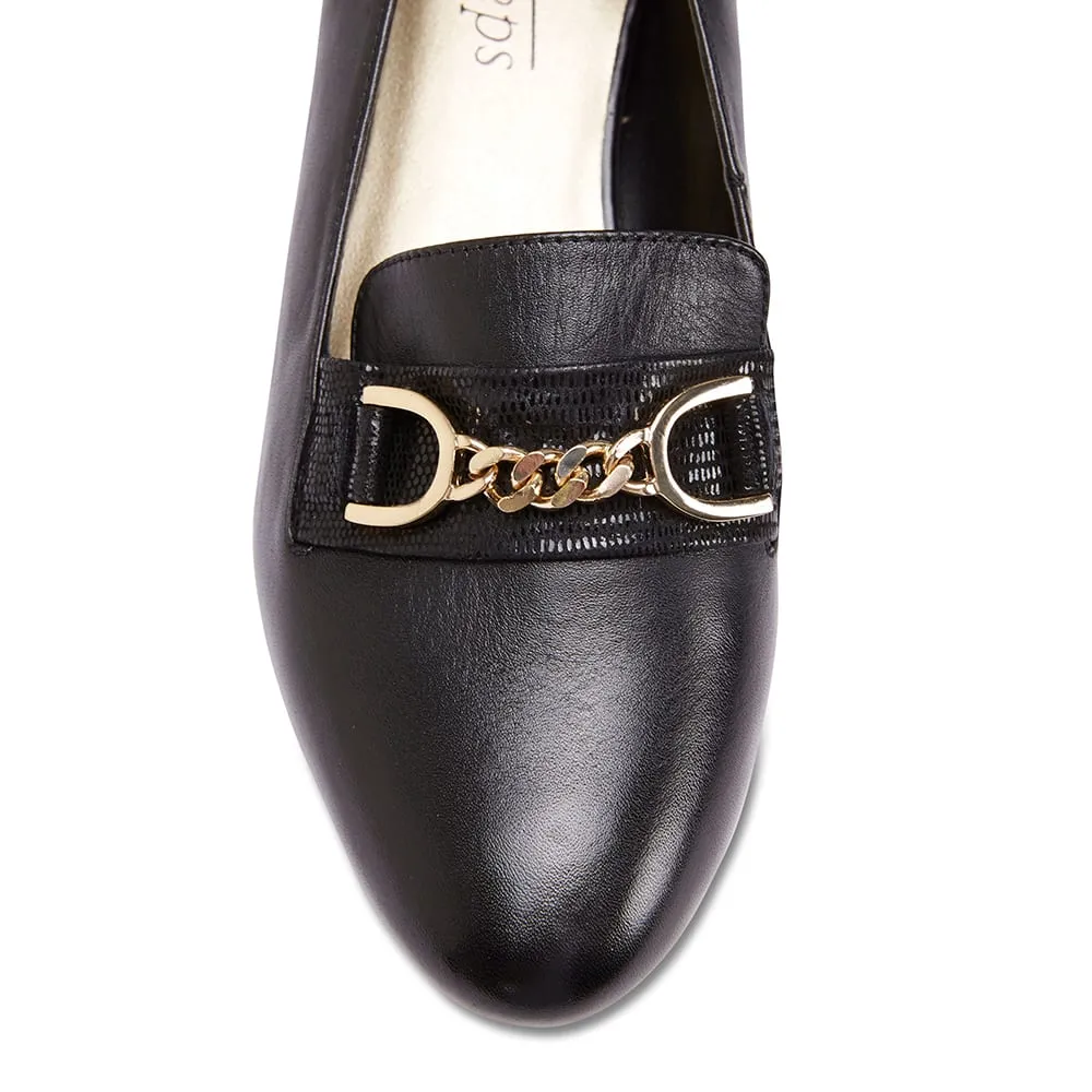 Rosa Heel in Black Leather