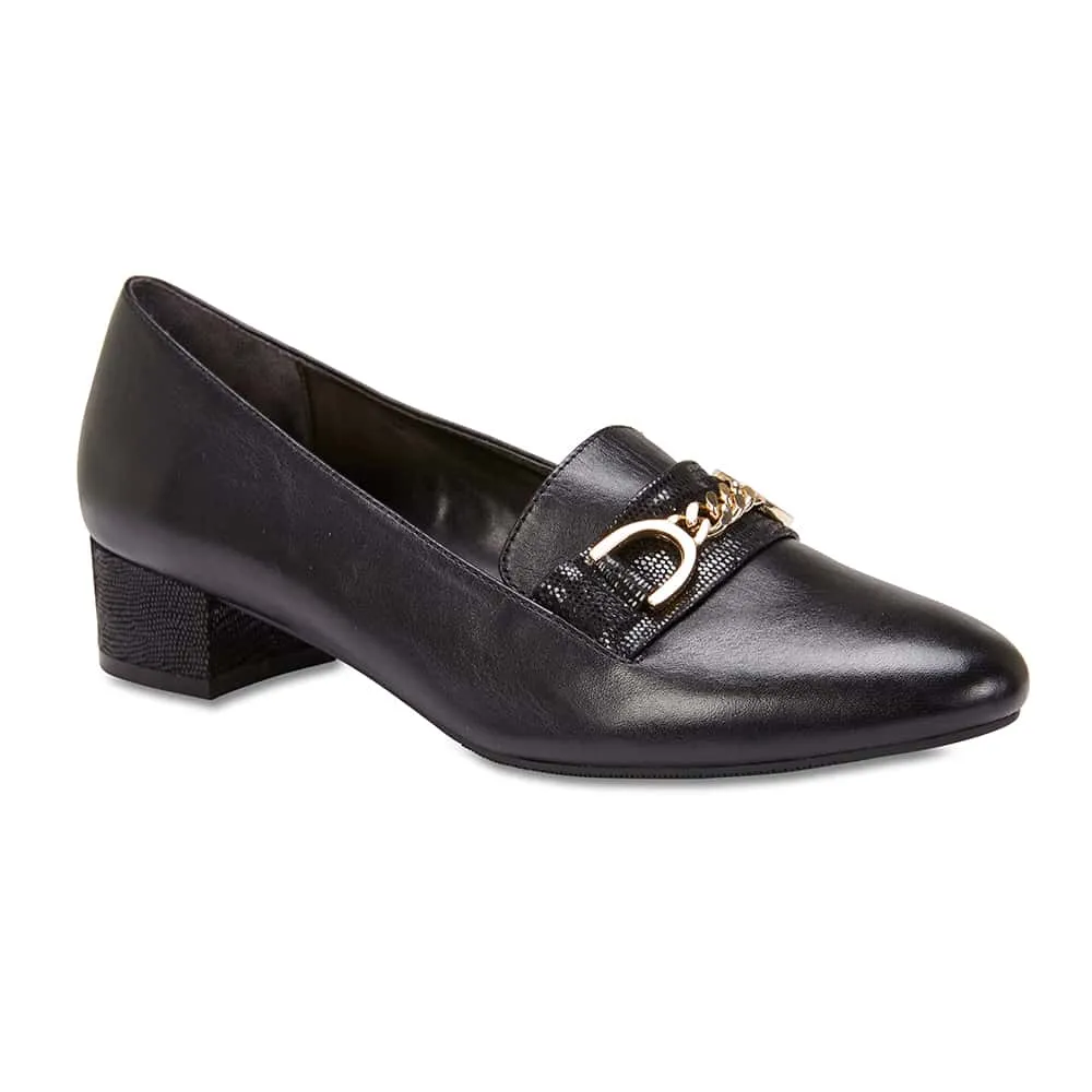 Rosa Heel in Black Leather