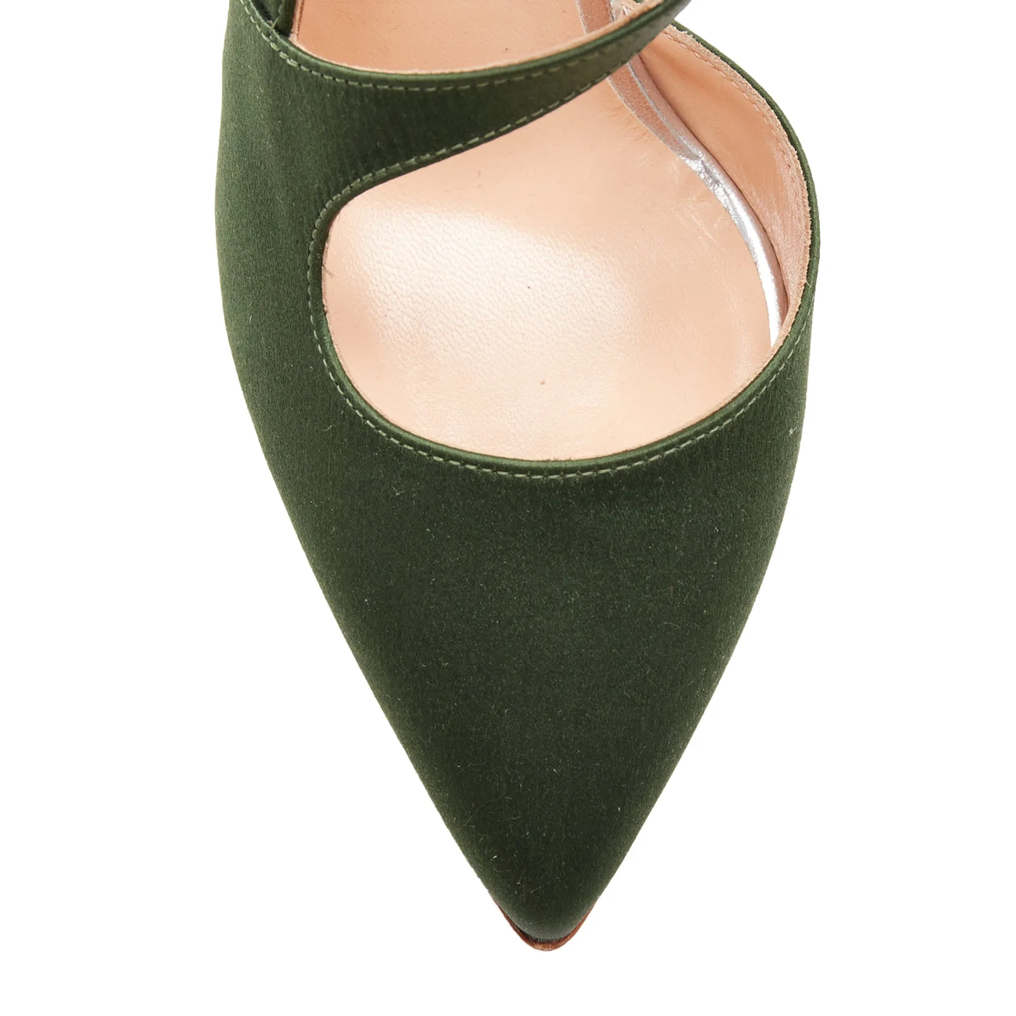 Rupert Sanderson Nanda Satin D'orsay Silver Heel Pointy Pumps