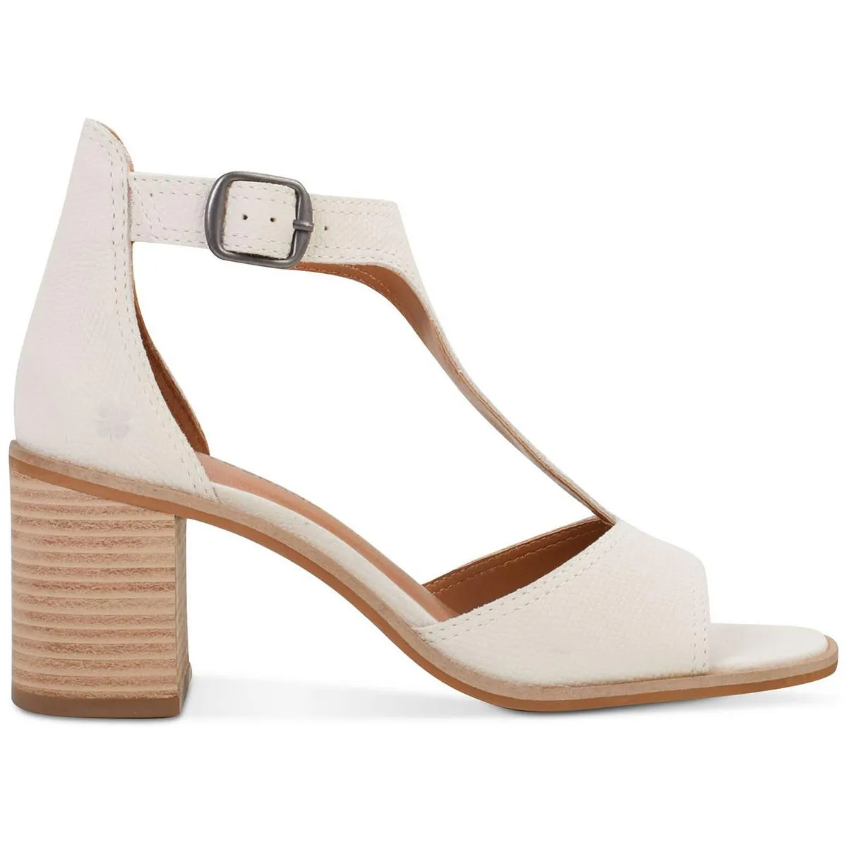 SABENI Womens Leather T-Strap Block Heels