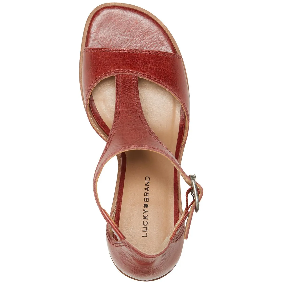 SABENI Womens Leather T-Strap Block Heels