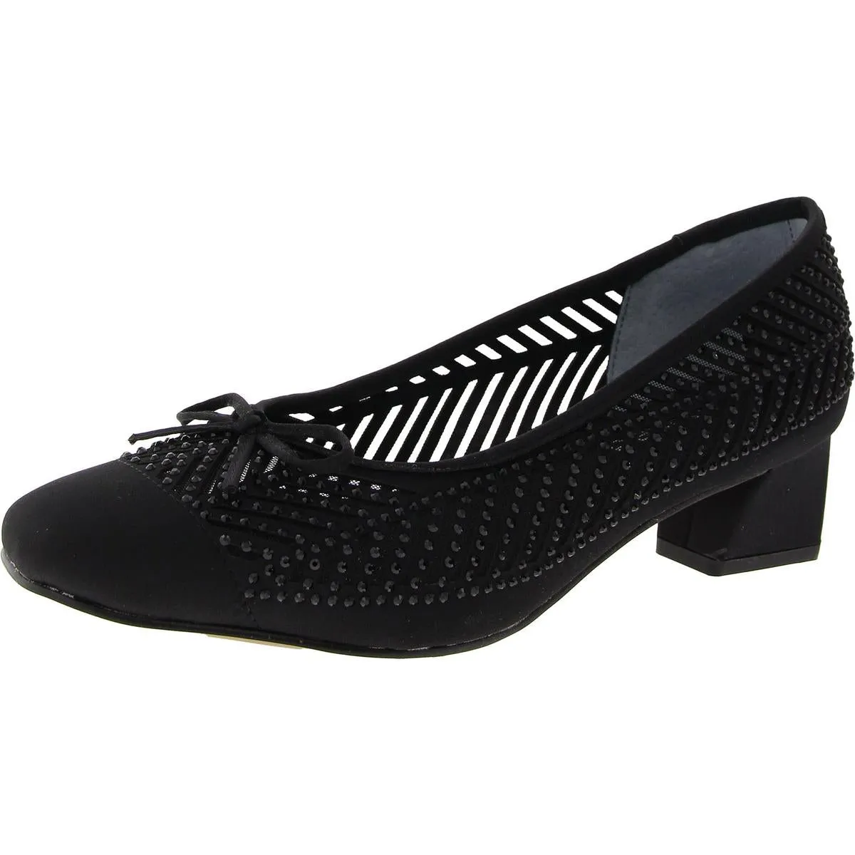 Saila Womens Rhinestone Mesh Loafer Heels