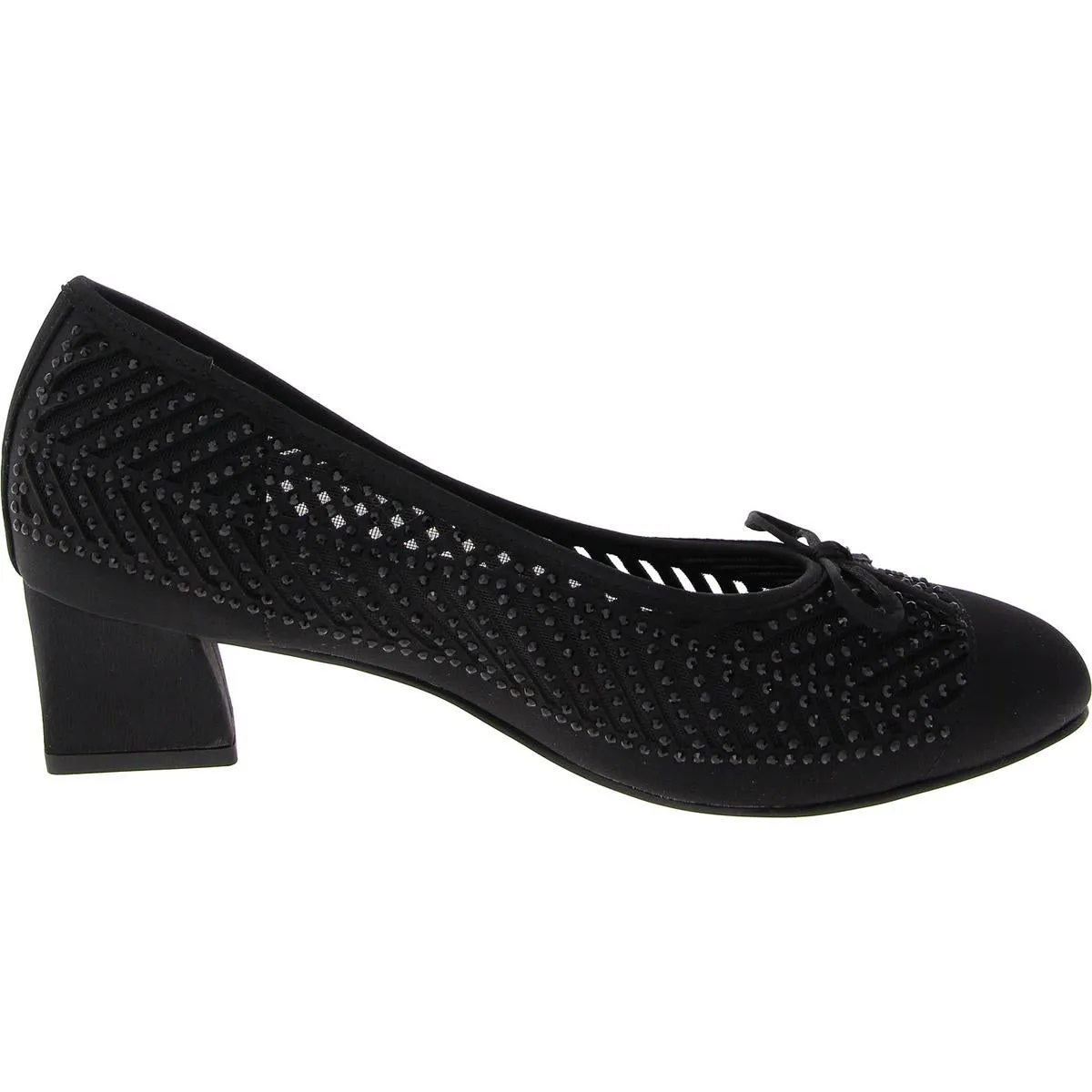Saila Womens Rhinestone Mesh Loafer Heels
