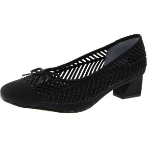 Saila Womens Rhinestone Mesh Loafer Heels