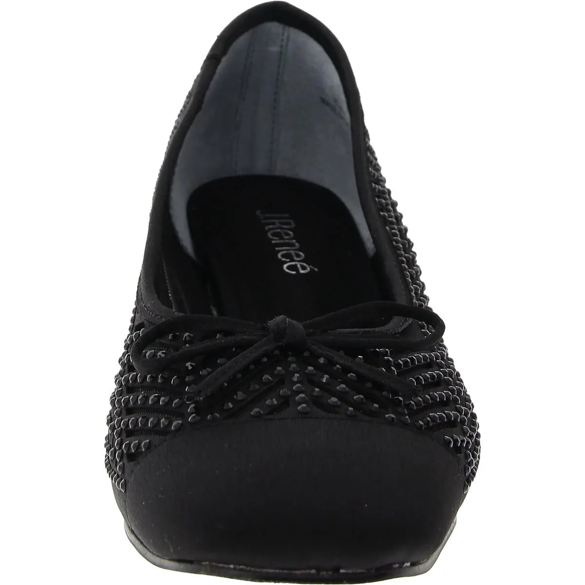 Saila Womens Rhinestone Mesh Loafer Heels