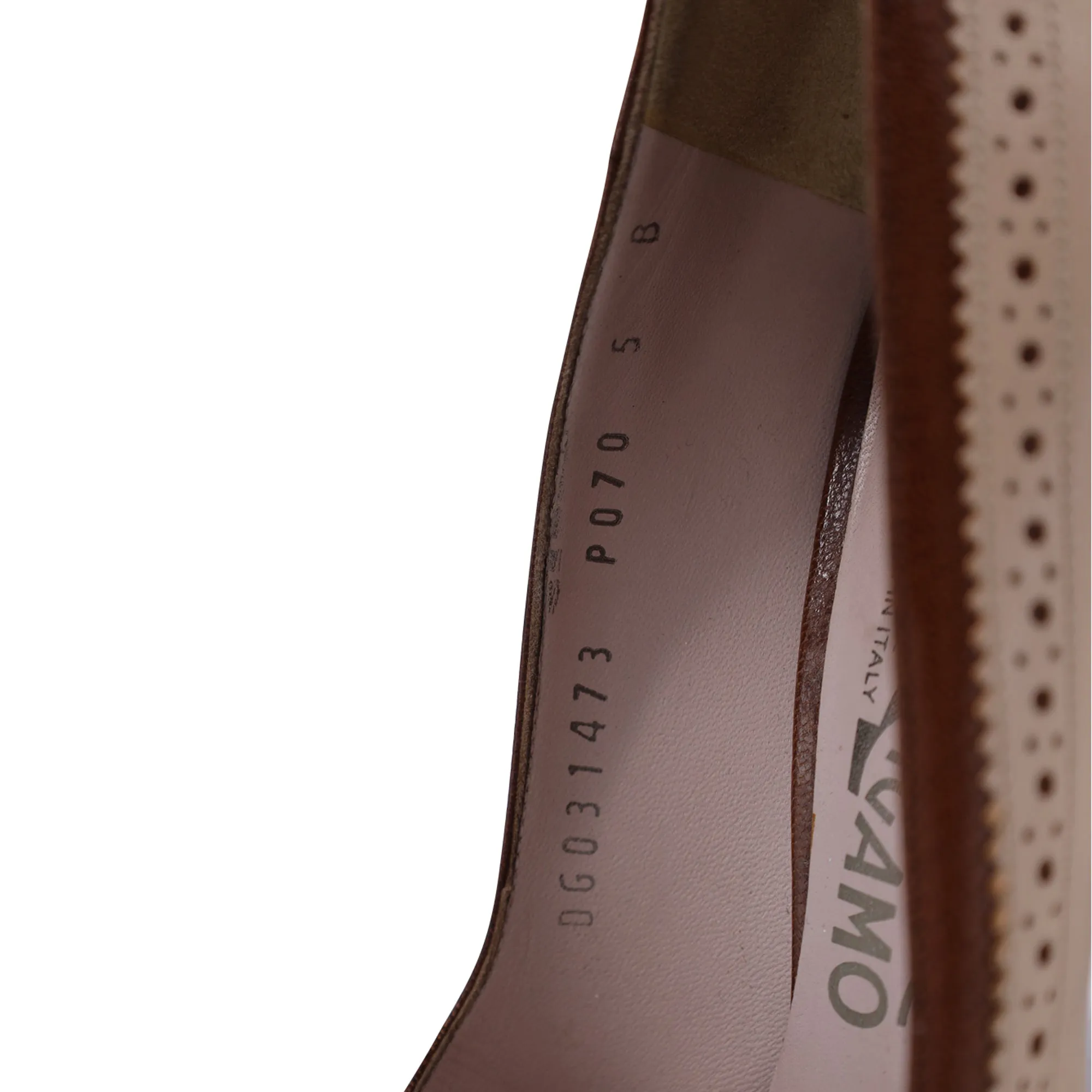 Salvatore Ferragamo Brogue Platform Pumps in Brown Leather