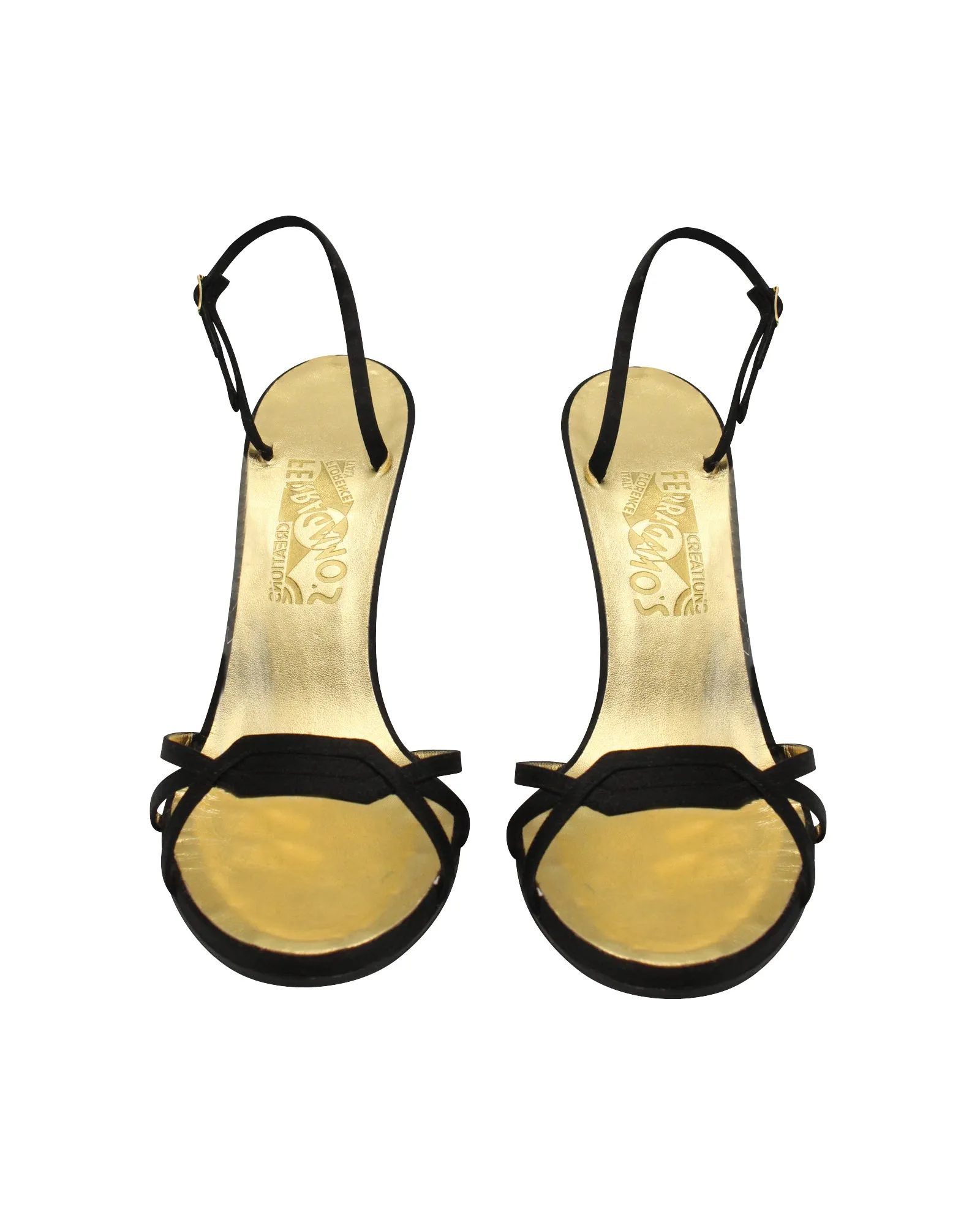 Salvatore Ferragamo Calipso 1956 Satin-Trimmed Sandals in Black Leather