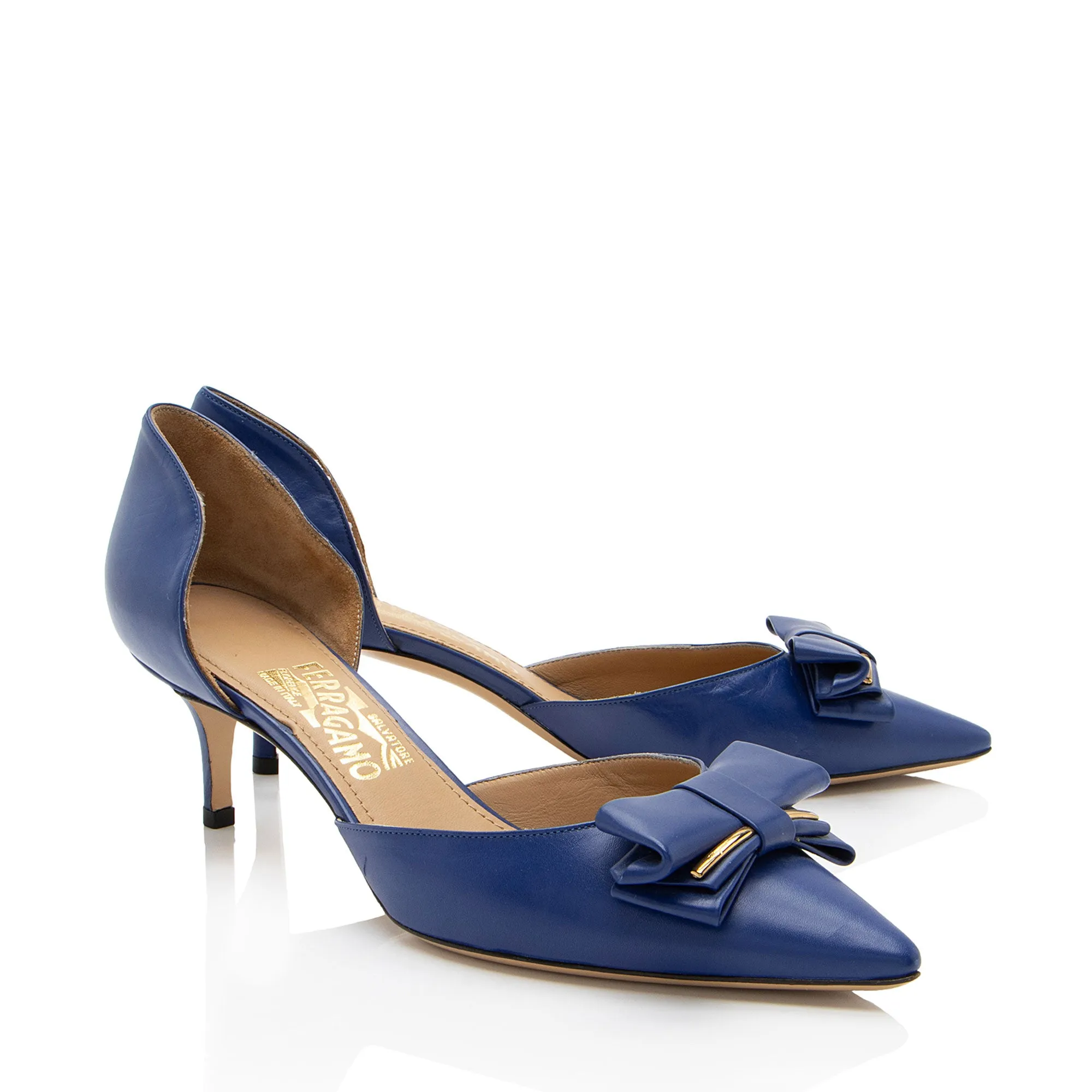 Salvatore Ferragamo Leather Rietta Bow D'Orsay Pumps