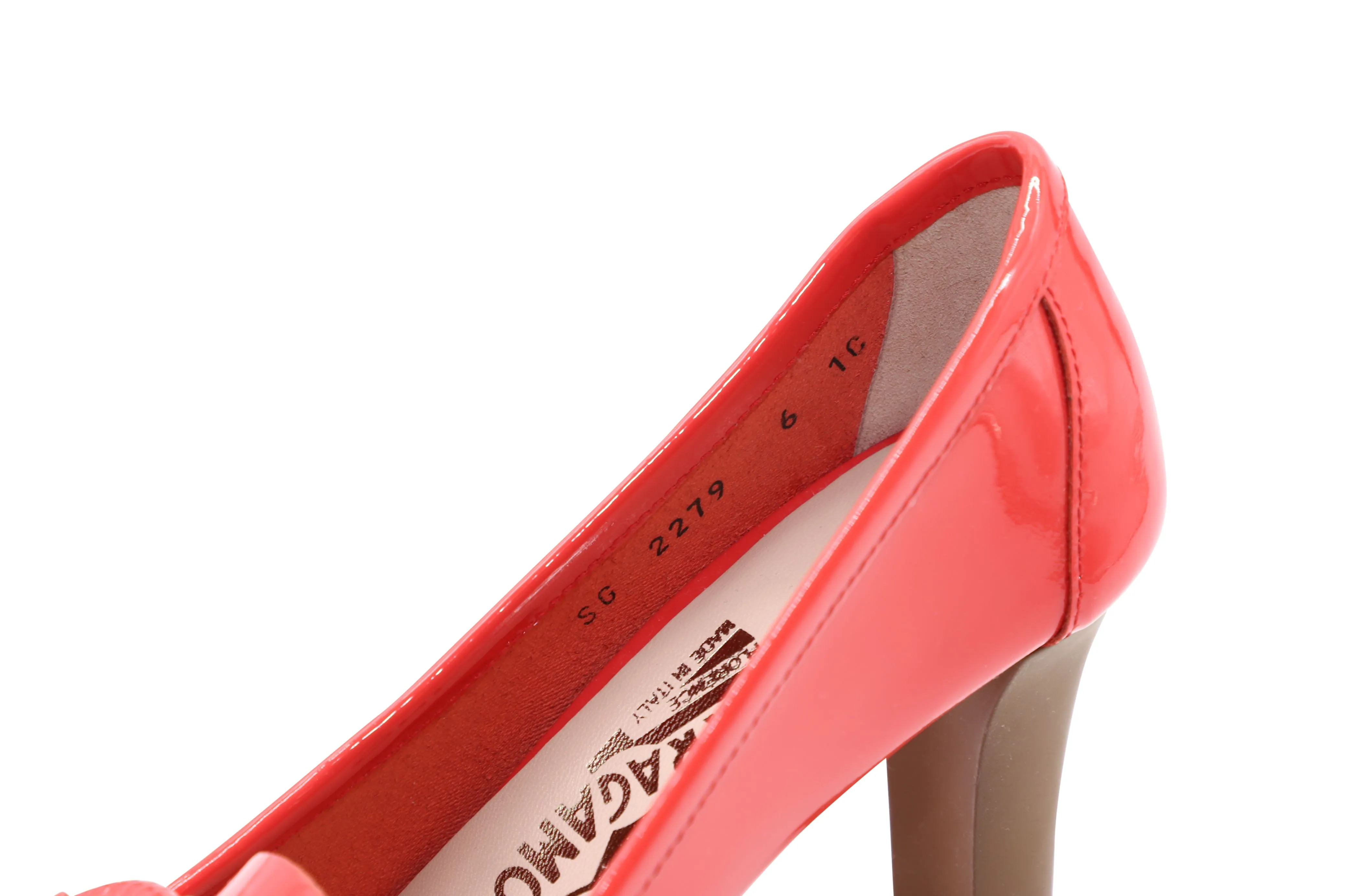 Salvatore Ferragmo Gancini Loafer Heels in Red Patent Leather