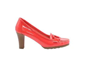 Salvatore Ferragmo Gancini Loafer Heels in Red Patent Leather