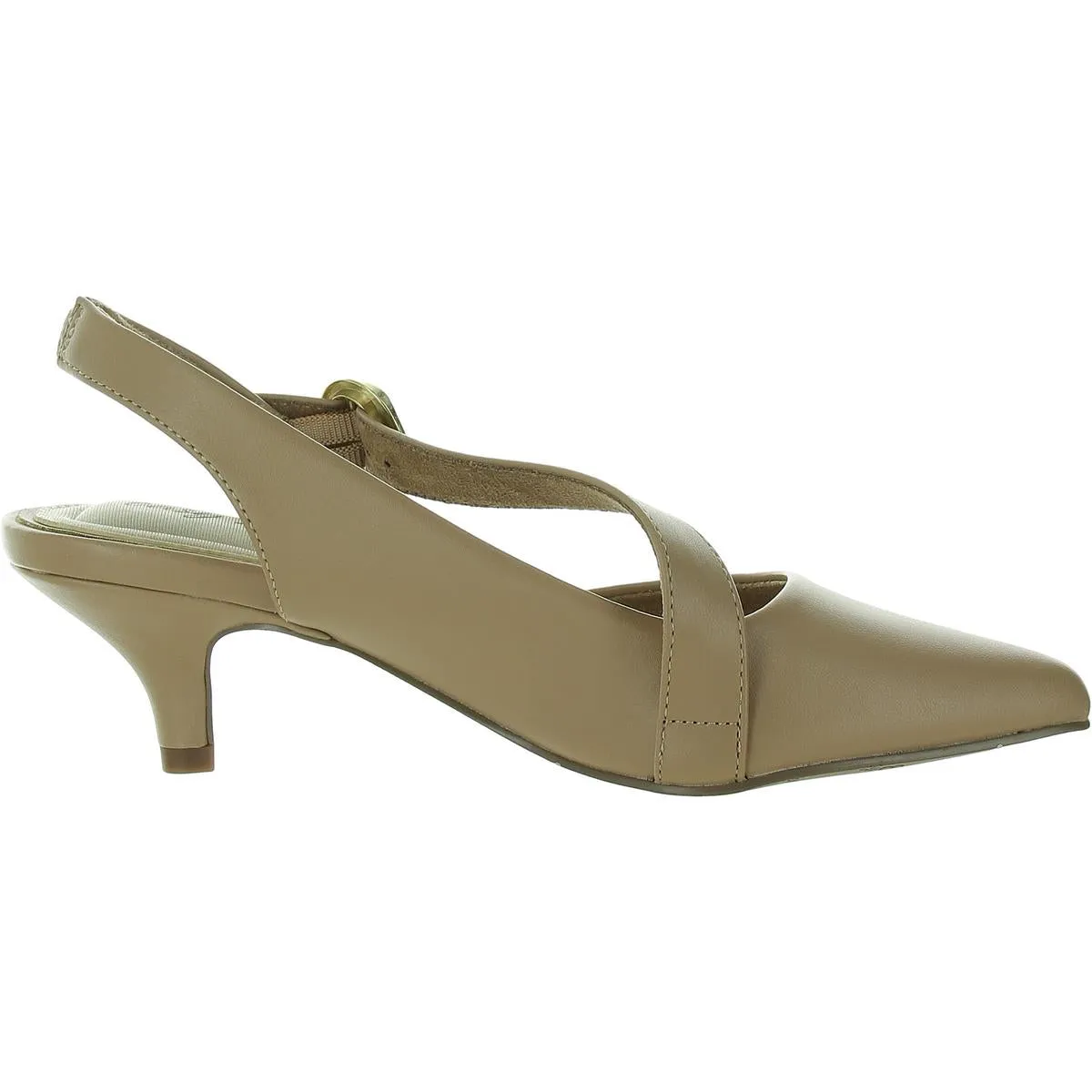 Sarita Womens Buckle Faux Leather Slingback Heels
